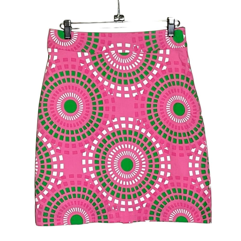 Dizzy Lizzie Skirt Women's 4 Lined Cotton Stretch Circles Geometric Pink Preppy - Picture 2 of 9
